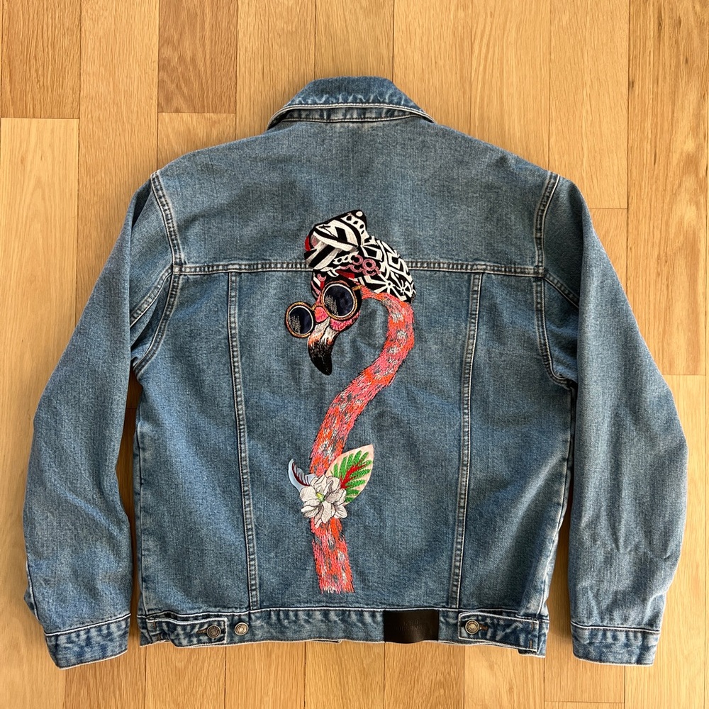 Denim flamingo jacket